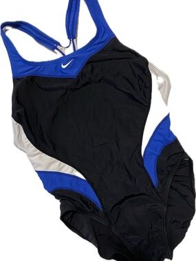Nike Women’s Black, Royal Blue & White One-Piece Swimsuit